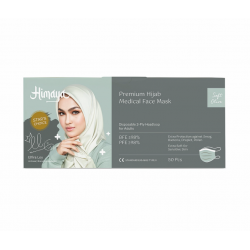 Himaya Premium Hijab Extra Soft Medical Face Mask 3ply (50pcs) - Suitable for Sensitive Skin (Soft Olive)