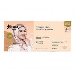 Himaya Premium Hijab Extra Soft Medical Face Mask 3ply (50pcs) - Suitable for Sensitive Skin (Apricot Dream)