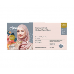 Himaya Premium Hijab Extra Soft Medical Face Mask 3ply (50pcs) - Suitable for Sensitive Skin (Philipsburg Blue)