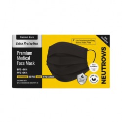 Neutrovis Premium/Military Extra Protection Ultra Soft Medical Face Mask 4ply (50pcs) - Suitable for Sensitive Skin (Black)