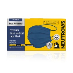 Neutrovis Premium Hijab Extra Protection Ultra Soft Medical Face Mask 4ply (50pcs) - Hijab Denim Blue