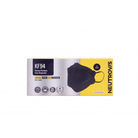 Neutrovis KF94 Korean Premium Face Respirator Medical Face Mask 4ply (10pcs) - Jet Black