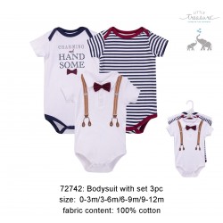Little Treasure Hangging Short Sleeve Baby Suits Interlock - Charming and Handsome (3pcs) 72742