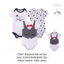 Little Treasure Hangging Short Sleeve Baby Suits Interlock - Gentlemen (3pcs)