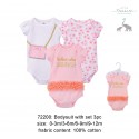 Little Treasure Hangging Short Sleeve Baby Suits Interlock - Brunch it (3pcs)