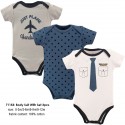 Little Treasure Hangging Short Sleeve Baby Suits Interlock - Pilot (3pcs)