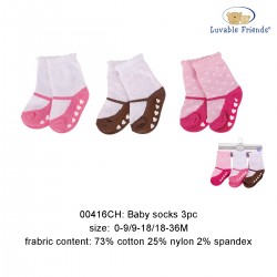 Luvable Friends Baby Socks with Non Skid - Pink Hearts (3pairs)