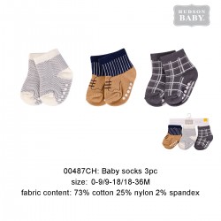 Hudson Baby Baby Socks with Non Skid - Gray (3pairs)