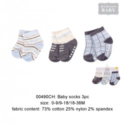 Hudson Baby Baby Socks with Non Skid - Blue (3pairs)