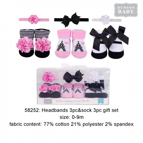 Hudson Baby Headband and Socks Gift Set - Paris (6pcs)