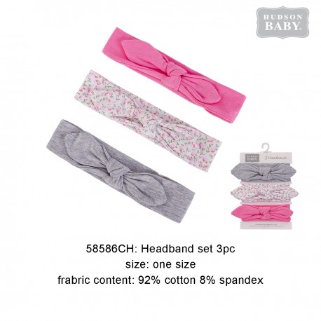 Hudson Baby Headbands Set - Pink Floral (3pcs)
