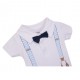 Little Treasure Hangging Short Sleeve Baby Suits Interlock - Blue Suspenders (3pcs) 72340