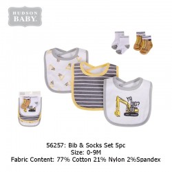 Hudson Baby 3pcs Droller Bib and 2 Pairs Socks Set - Ya Dig (56257)