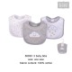 Hudson Baby 3pcs Interlock Droller Baby Bibs - Gray Cloud (56030)