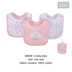 Hudson Baby 3pcs Interlock Droller Baby Bibs - Pink Cloud (56029)