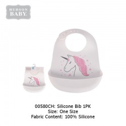 Hudson Baby Soft Silicone Bib - Unicorn (00580)