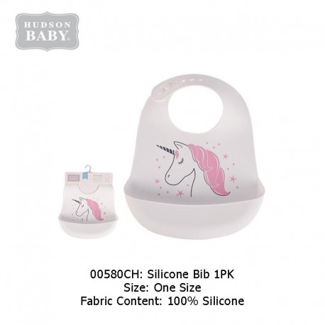 Hudson Baby Soft Silicone Bib - Unicorn (00580)