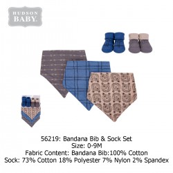 Hudson Baby 3pcs Bandana Bib and 2pairs Socks Set - Black Bear (56219)