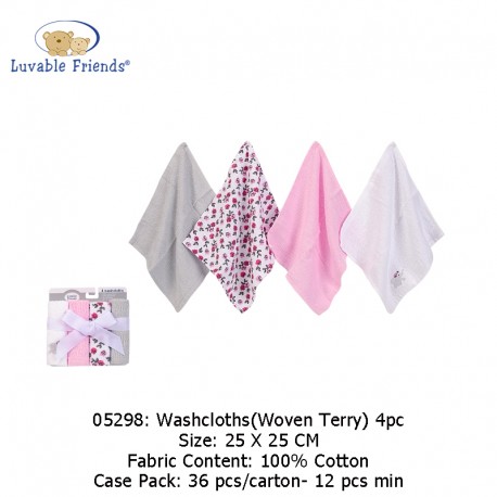 Luvable Friends Washcloths 4pk - Woven Terry 05298