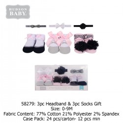 Hudson Baby Giftset 3pc Headband & 3pc Socks - 58279