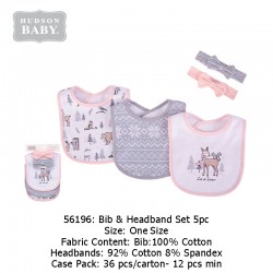 Hudson Baby Bib & Headband Set 5pc - 56196