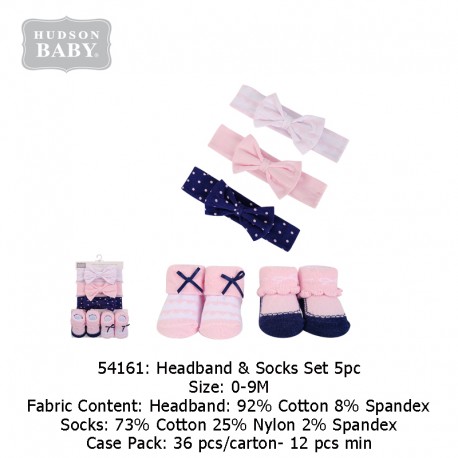 Hudson Baby Headband Socks Set 5pc - 54161