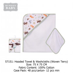 Hudson Baby Hooded Towel & Washcloths - 57151