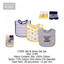 Hudson Baby Bandana Bib (3's/Pack) & Socks (2 Pack/Set) 17599