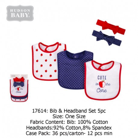 Hudson Baby Bandana Bib (3's/Pack) & Headband (2 Pack/Set) 17614