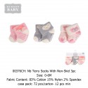 Hudson Baby NB Terry Socks with Non-Skid (3's/Pack) 00376CH