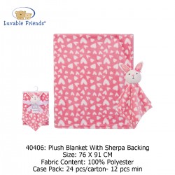 Luvable Friends Plush Blanket with Sherpa Backing 40406