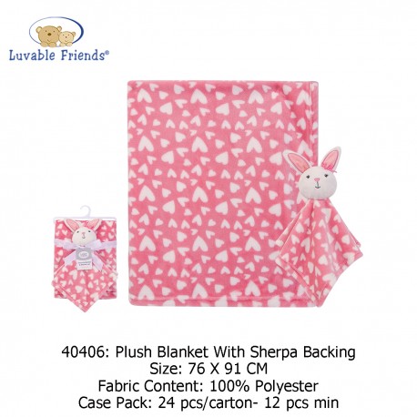 Luvable Friends Plush Blanket with Sherpa Backing 40406