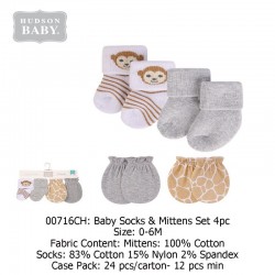 Hudson Baby Baby Socks & Mittens Set 4pc - 00716