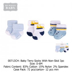 Hudson Baby Terry Socks With Non Skid (3's/Pack) 00713