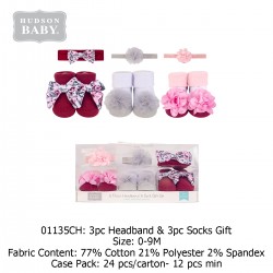 Hudson Baby Giftset Headband (3 Pcs) + Socks (3 Pcs) 01135