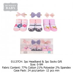 Hudson Baby Giftset Headband (3 Pcs) + Socks (3 Pcs) 01137