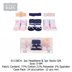 Hudson Baby Giftset Headband (3 Pcs) + Socks (3 Pcs) 01138