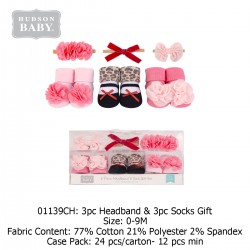 Hudson Baby Giftset Headband (3 Pcs) + Socks (3 Pcs) 01139