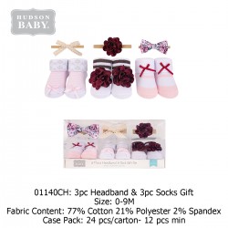 Hudson Baby Giftset Headband (3 Pcs) + Socks (3 Pcs) 01140