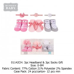 Hudson Baby Giftset Headband (3 Pcs) + Socks (3 Pcs) 01142