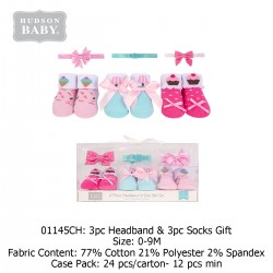 Hudson Baby Giftset Headband (3 Pcs) + Socks (3 Pcs) 01145