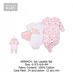 Hudson Baby 3pc Layette set  - (3's Pack) 00994