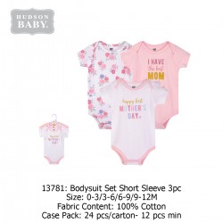 Hudson Baby Hanging Bodysuit Baby Romper (3's Pack) 13781