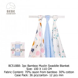 Bebe Comfort Bamboo Muslin Swaddle Blanket (3's Pack) BC51888
