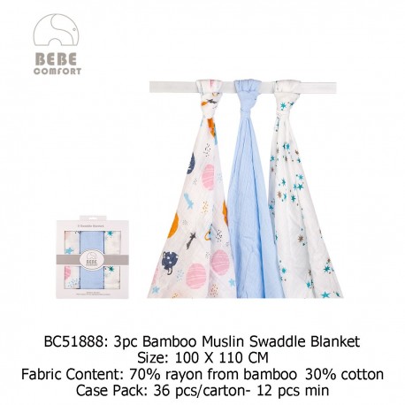 Bebe Comfort Bamboo Muslin Swaddle Blanket (3's Pack) BC51888