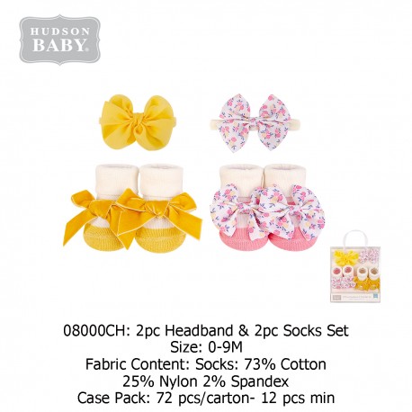 Hudson Baby 2 Headband and 2 Socks Set (4 Pcs) 08000