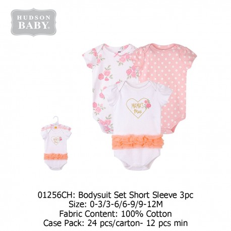 Hudson Baby Hanging Bodysuit Baby Romper (3's Pack) 01256