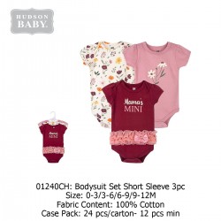 Hudson Baby Hanging Bodysuit Baby Romper (3's Pack) 01240