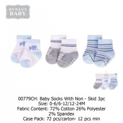Hudson Baby Baby Socks With Non Skid (3's Pack) 00779