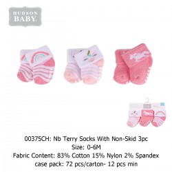 Hudson Baby Terry Socks With Non-Skid  3pk - 00375